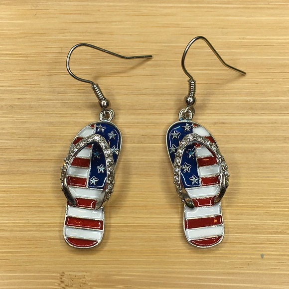 USA Flag Sandal Earrings - Picture 4 of 9